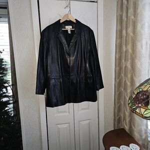 Elizabeth by LIZ Claiborne Black Leather blazer jacket Size 3X